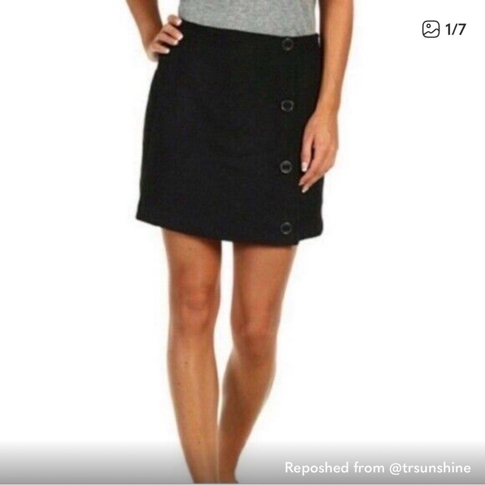 Prana Nicky Charcoal Grey Wool Blend Tweed Mini Skirt